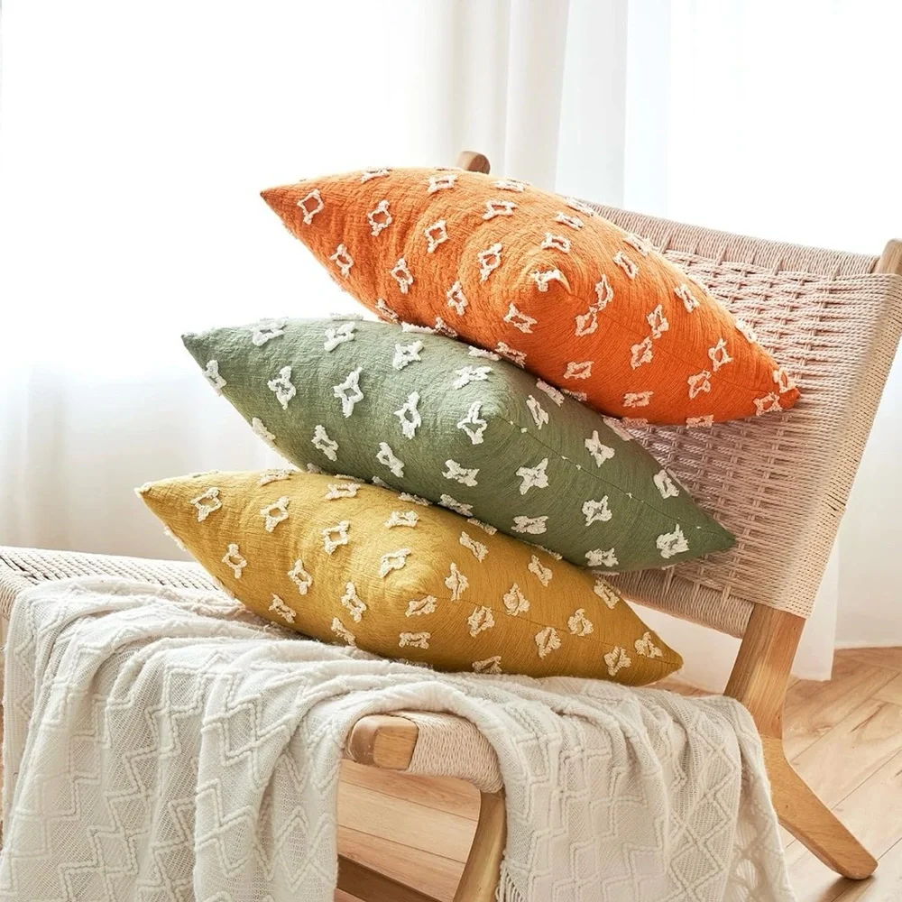 New West Elm Set / 2 Boho Multicolor Tassel Throw Pillow Case Cover Sham 18 x 18